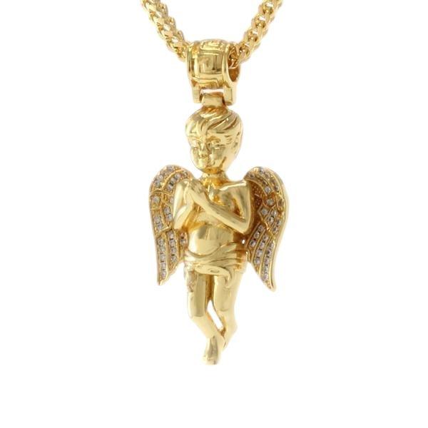 King Ice Praying Angel Necklace - GOLD